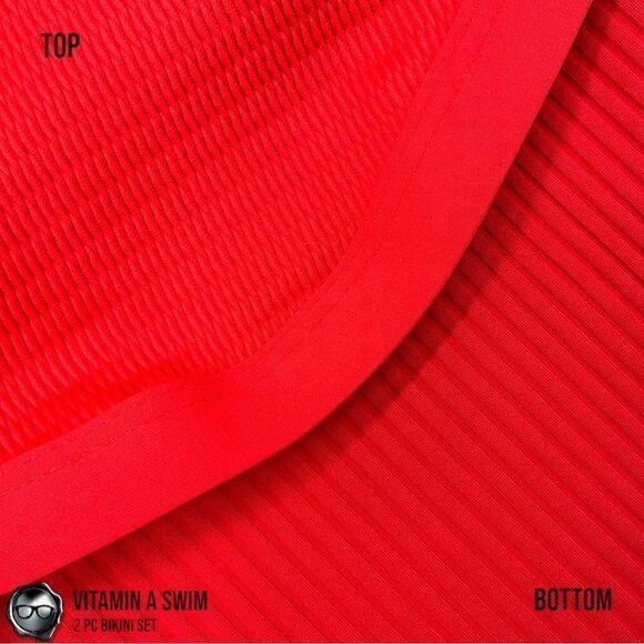 VITAMIN A SWIM BIKINI SET: CHERYL TOP + SIENNA HIGH WAIST BOTTOM IN MARISOL RED - Picture 8 of 15